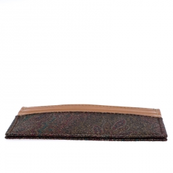Etro Brown Paisley Printed Coated Canvas and Leather Card Holder