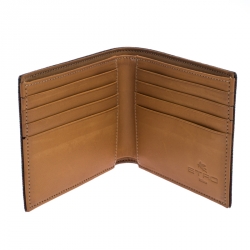 Etro Brown Paisley Print Coated Canvas Bi Fold Wallet