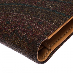 Etro Brown Paisley Print Coated Canvas Bi Fold Wallet