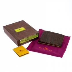 Etro Brown Paisley Print Coated Canvas Bi Fold Wallet