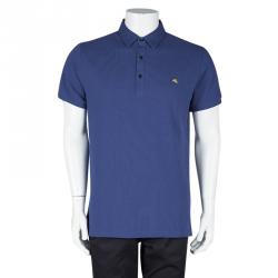 Pre Owned Etro Blue Short Sleeve Polo T-Shirt L