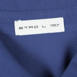 Pre Owned Etro Blue Short Sleeve Polo T-Shirt L