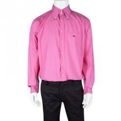 مملوكة مسبقًا Etro Pink Cotton Long Sleeve Button Front Shirt XXL