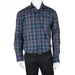 Pre Owned قميص إيترو كاروهات متعددة الألوان بأكمام طويلة أزرار أمامية M