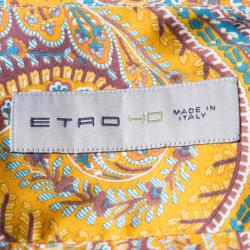 مملوكة مسبقًا قميص إيترو أزرار أمامية أكمام طويلة قطن طباعة بيزلي متعدد الألوان M