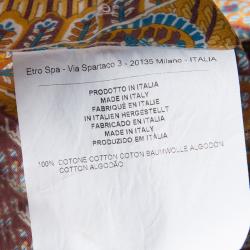 مملوكة مسبقًا قميص إيترو أزرار أمامية أكمام طويلة قطن طباعة بيزلي متعدد الألوان M