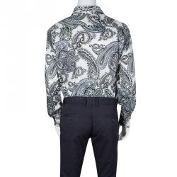 Pre Owned Etro Off White Paisley Printed Cotton Long Sleeve Button Front Shirt L