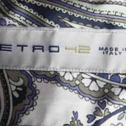 Pre Owned Etro Off White Paisley Printed Cotton Long Sleeve Button Front Shirt L