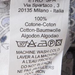 Pre Owned Etro Off White Paisley Printed Cotton Long Sleeve Button Front Shirt L