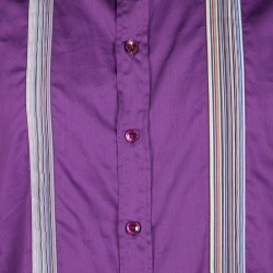 Pre Owned Etro Purple Pleat Detail Long Sleeve Button Front Cotton Luca Shirt L