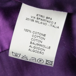 Pre Owned Etro Purple Pleat Detail Long Sleeve Button Front Cotton Luca Shirt L