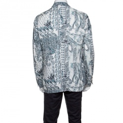 Pre Owned Etro Off White Paisley Printed Linen Blazer L