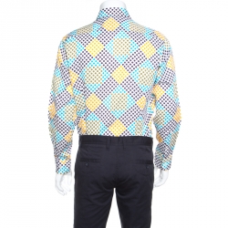 Pre Owned Etro Multicolor Cotton Polka Dot Printed Button Front Shirt L