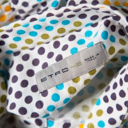 Pre Owned Etro Multicolor Cotton Polka Dot Printed Button Front Shirt L