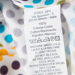 Pre Owned Etro Multicolor Cotton Polka Dot Printed Button Front Shirt L