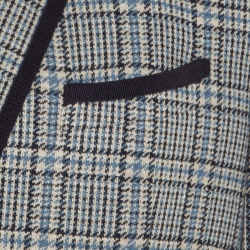 Pre Owned Etro Blue Glen Plaid Checked Linen and Cotton Superlegger Blazer XL