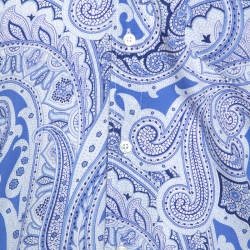 Pre Owned Etro Blue Paisley Print Cotton Short Sleeve Shirt M