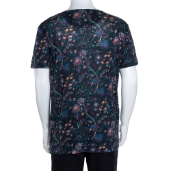 Pre Owned Etro Blue Linen Knit Floral Print T Shirt XL 