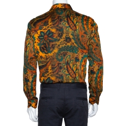 Pre Owned قميص إيترو قطن برتقالي مستردة نمط بيزلي أزرار أمامية مقاس كبير (لارج)