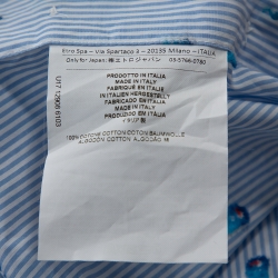 مملوكة مسبقًا Etro Light Blue Striped Seahorse Pattern Cotton Long Sleeve Shirt L