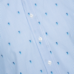 مملوكة مسبقًا Etro Light Blue Striped Seahorse Pattern Cotton Long Sleeve Shirt L