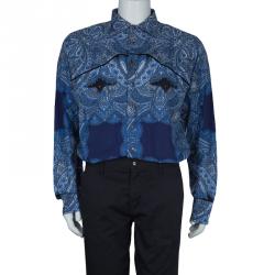 Pre Owned Etro Blue Paisley Print Long Sleeve Button-Down Cotton Shirt XXL