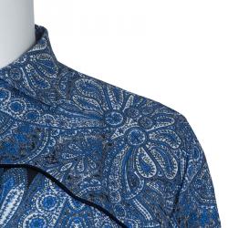 Pre Owned Etro Blue Paisley Print Long Sleeve Button-Down Cotton Shirt XXL