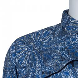 Pre Owned Etro Blue Paisley Print Long Sleeve Button-Down Cotton Shirt XXL