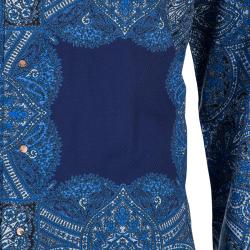 Pre Owned Etro Blue Paisley Print Long Sleeve Button-Down Cotton Shirt XXL