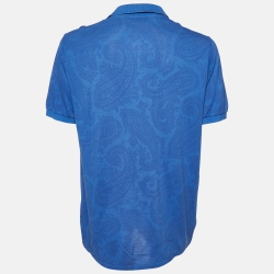 مملوكة مسبقًا Etro Blue Paisley Print Cotton Pique Polo T-Shirt 2XL