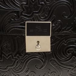 Etro Black Paisley Embossed Leather Document Case