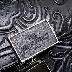 Etro Black Paisley Embossed Leather Document Case