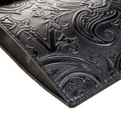 Etro Black Paisley Embossed Leather Document Case