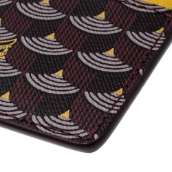 Fauré Le page Burgundy/Mustard Printed Coated Canvas and Leather Card holder 
