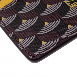 Fauré Le page Burgundy/Mustard Printed Coated Canvas and Leather Card holder 