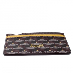 Fauré Le page Burgundy/Mustard Printed Coated Canvas and Leather Card holder 