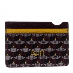 Fauré Le page Burgundy/Mustard Printed Coated Canvas and Leather Card holder 