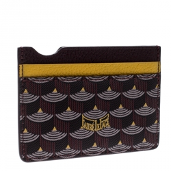 Fauré Le page Burgundy/Mustard Printed Coated Canvas and Leather Card holder 
