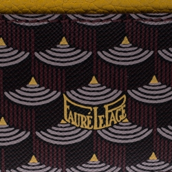 Fauré Le page Burgundy/Mustard Printed Coated Canvas and Leather Card holder 