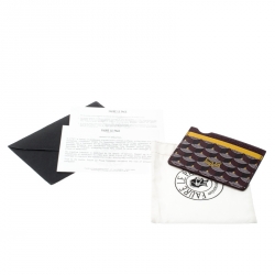 Fauré Le page Burgundy/Mustard Printed Coated Canvas and Leather Card holder 