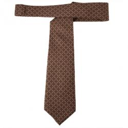 Pre Owned Fendi Brown FF Silk Embroidered Tie
