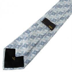 Pre Owned Fendi Two Tone FF Embroidered Tie
