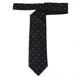 Pre Owned Fendi Black Silk Embroidered Tie