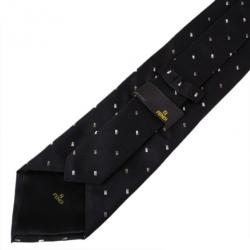 Pre Owned Fendi Black Silk Embroidered Tie