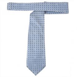 Pre Owned Fendi Blue Silk Embroidered Tie