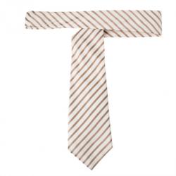 Pre Owned Fendi Cream Striped Silk Tie