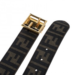 Fendi Brown/Orange Zucca Canvas and Leather Reversible Belt 110cm