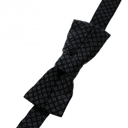 Fendi Black Mini Zucca Printed Silk Narrow Bow Tie