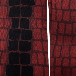 Fendi Black and Red Tile Printed Silk Tie