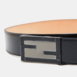 Pre Owned Fendi Black Leather Buckle Belt 95CM